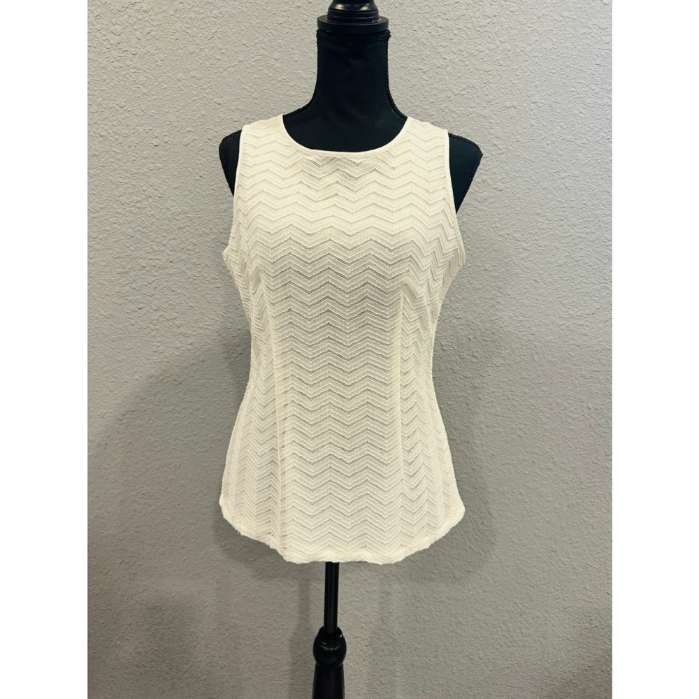 Banana Republic White Zip Back Tank Top Size 8 - Picture 3 of 11